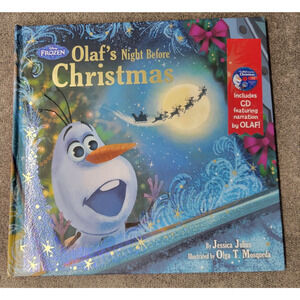 Frozen Oafs Night Before Christmas Book & CD Narration by Olaf Hardcover New